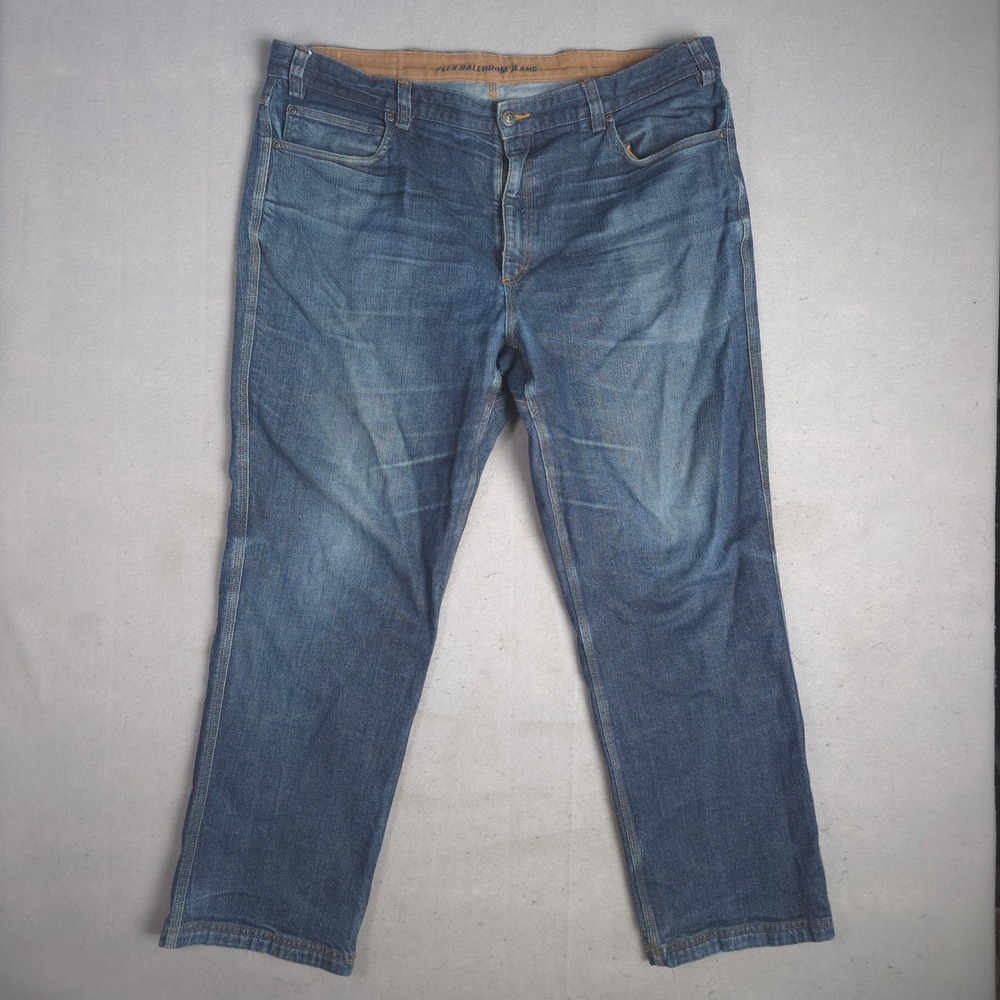 Duluth Trading Co Flex Ballroom Jeans Mens 44x32 Blue Denim Work Pants 20207